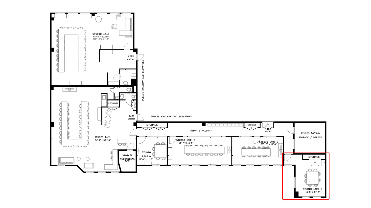 midtown nyc studio space rental 1403 e 39